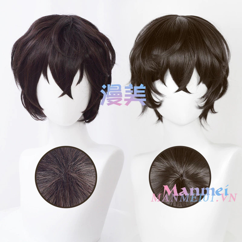 [Manmei đích thực] dazai osamu Tóc giả Bungo Stray Dogs Cosplay Phù hợp với kích thước đầu 50-60cm