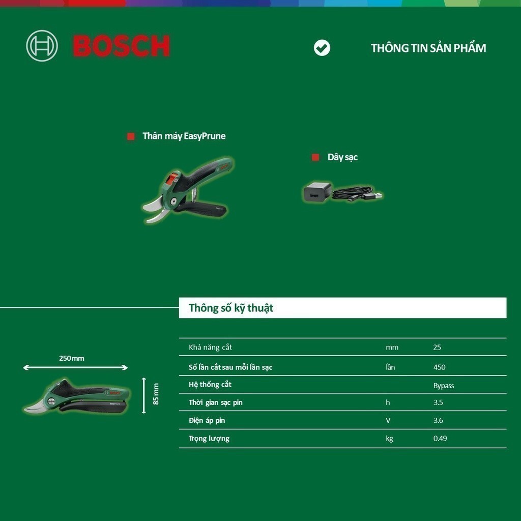 Kéo cắt cành Bosch dùng pin