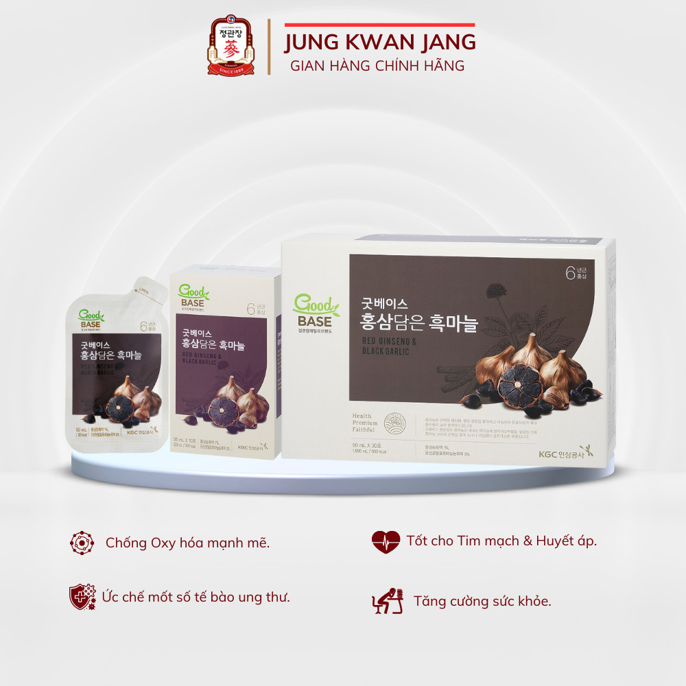 Nước Sâm Hàn Quốc Goodbase Vị Tỏi Đen KGC Jung Kwan Jang (50ml x 30 gói) Date:15/09/2024