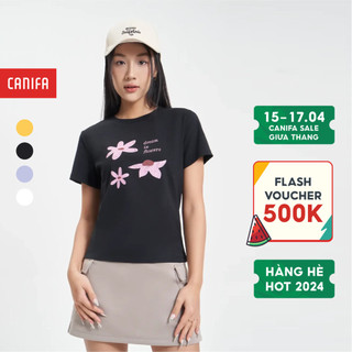 Áo phông nữ CANIFA áo thun cộc tay cổ tròn hình in chất liệu cotton 6TS24S008