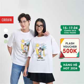 Áo phông unisex CANIFA áo thun cộc tay cổ tròn in hình Mickey 5TS24S004