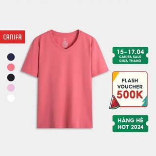 Áo phông nữ CANIFA áo thun basic cộc tay chất liệu cotton pha 6TS24A004