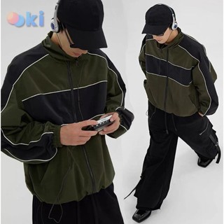Áo khoác nhẹ gió nam nữ unisex cổ đứng vải dù 2 lớp phối viền thân và tay phong cách school hàn quốc Ooki