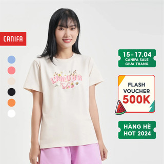 Áo phông nữ CANIFA áo thun basic cộc tay cổ tròn in hình 6TS24S016