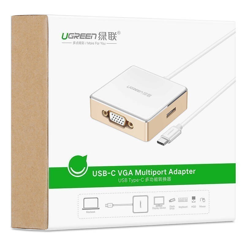 Bộ chuyển đổi USB type C sang VGA kèm Hub USB hỗ trợ cổng sạc Macbook UGREEN 30442