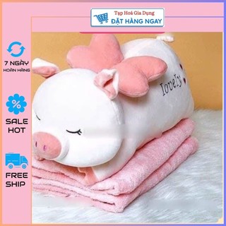 Bộ chăn gối văn phòng 2 trong 1 siêu tiện ích hình chú heo