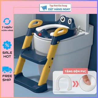 Bồn cầu có cầu thang cho bé có bậc thang lên xuống chống trượt, bé dễ dàng sử dụng va rất an toàn. Tr.Th
