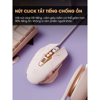 Chuột máy tính gaming TEKKIN W5P(W8) màu trà sữa có dây silent LED RGB 4000 dpi chuyên game