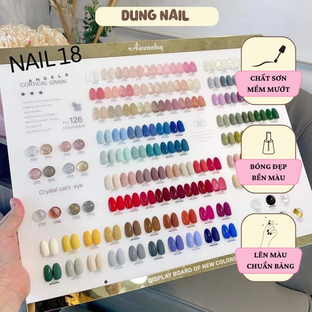 Set sơn gel thạch nhũ mắt mèo gel nhện 126 màu set sơn gel thạch nhũ chất sơn đặc mướt kèm base top bảng màu dungnail