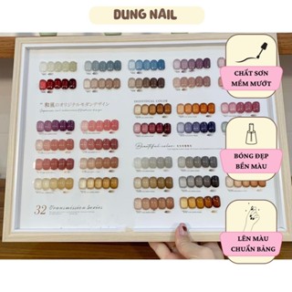 Set sơn thạch chính hãng 32 màu làm nail set sơn móng tay dạng gel thạch trong suốt tặng kèm bảng màu gỗ dungnailstore