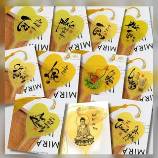 Lá bồ đề tâm phật may mắn bình an , đã ép plastic