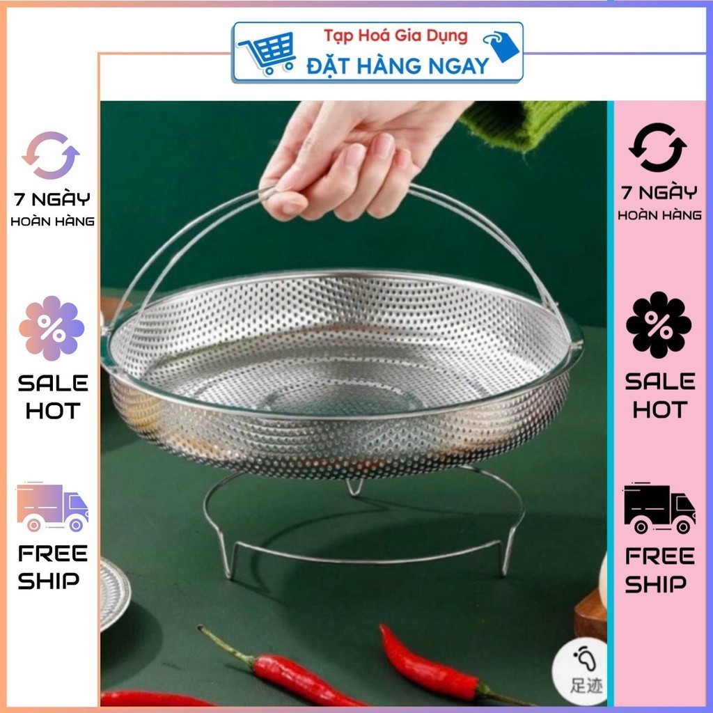 (Ưu Đãi Quà Tặng) Vỉ hấp inox Loại 1 - Khay Hấp Thực Phẩm Cao Cấp Chống Gỉ Đa Năng Kèm Quai Xách Chống Nóng Tiện Dụng