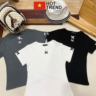 Áo croptop dáng babytee dính nơ siêu xinh MEBEKIDS