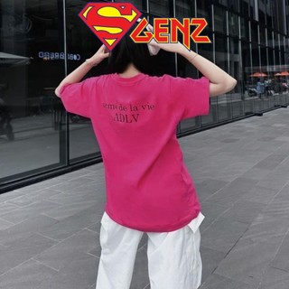 Áo thun tay lỡ nam nữ A đê lờ Vê hồng đậm siêu hottrend SUPERGENZ- Áo phông unisex form rộng ulzzang phong cách hàn quốc