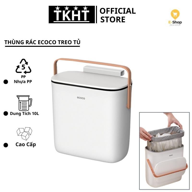 Thùng Rác Ecoco 10L , Thùng Rác Treo Tủ Dán Nhà Vệ Sinh Ecoco Thông Minh Dán Tường Treo Tủ Bếp Để Nh