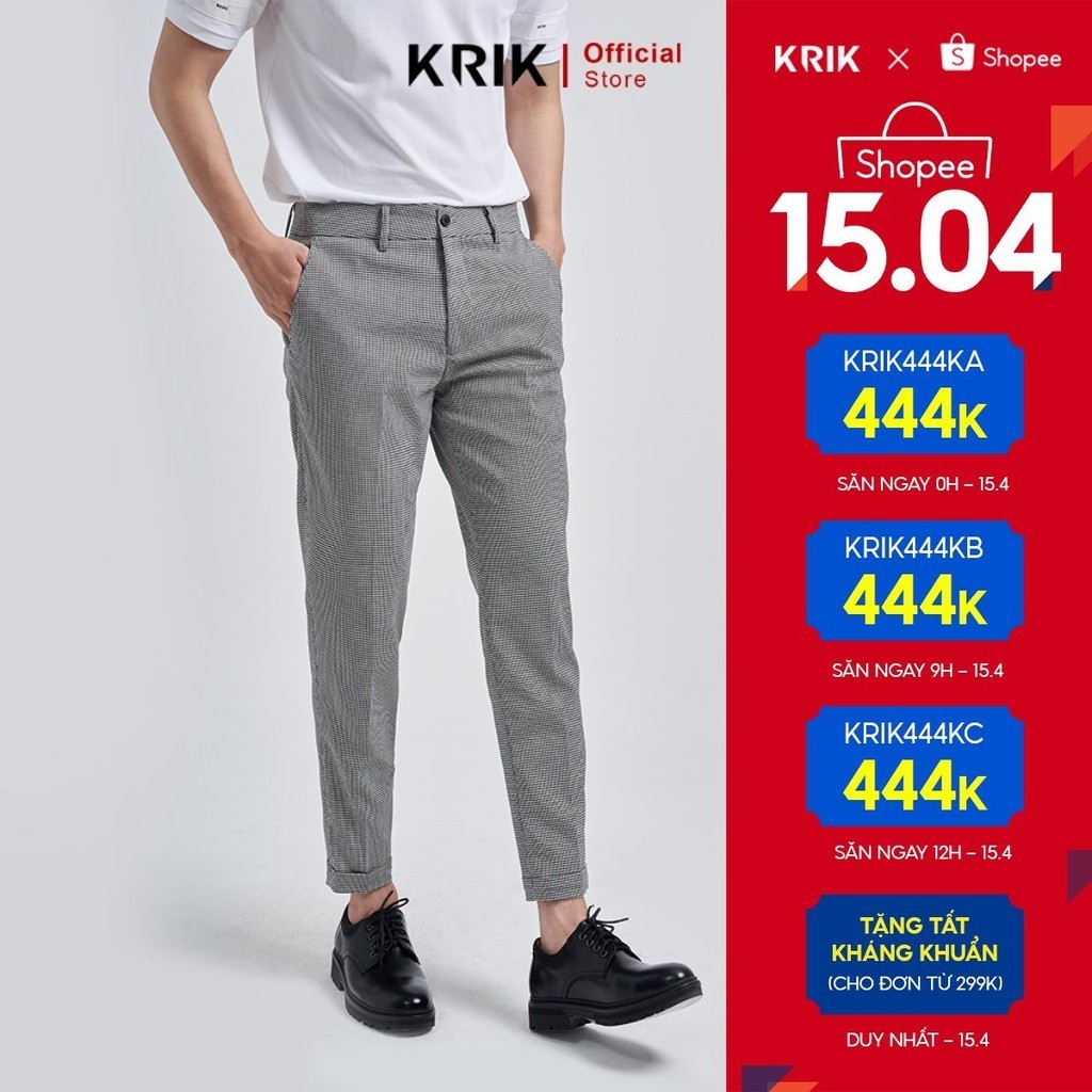 Quần Âu Nam KRIK Dáng Ngắn Form Slimfit Côn Sẵn Xắn Gấu QA0077