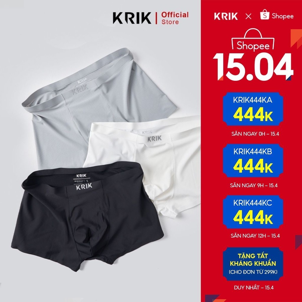 Quần Boxer Nam KRIK Chất Liệu Cao Cấp Sợi Dệt Thoáng Khí, Co Dãn Thoải Mái, Kháng Khuẩn Cực Tốt  QL0278