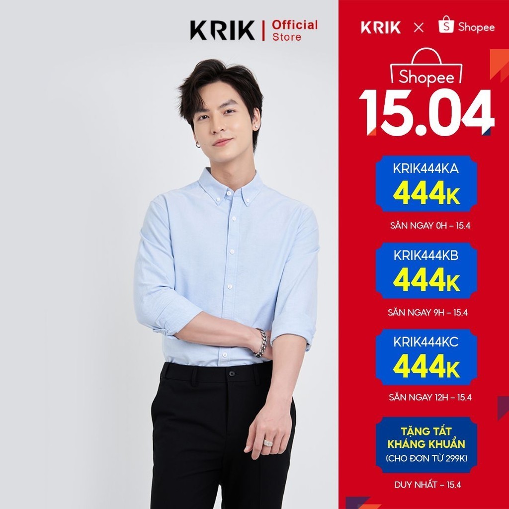 Áo Sơ Mi Dài Tay Nam Local Brand KRIK Chất Liệu Cotton Form Slimfit Lịch Lãm SD3047