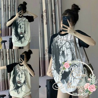 Áo thun tay lỡ in hình cô gái môi son đỏ mặt rối vô tri sieu hot CAMNHUNG - Áo phông nam nữ chất cotton dày dặn Freesize