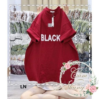 Áo thun tay lỡ chữ BLACK chất cotton CAMNHUNG
