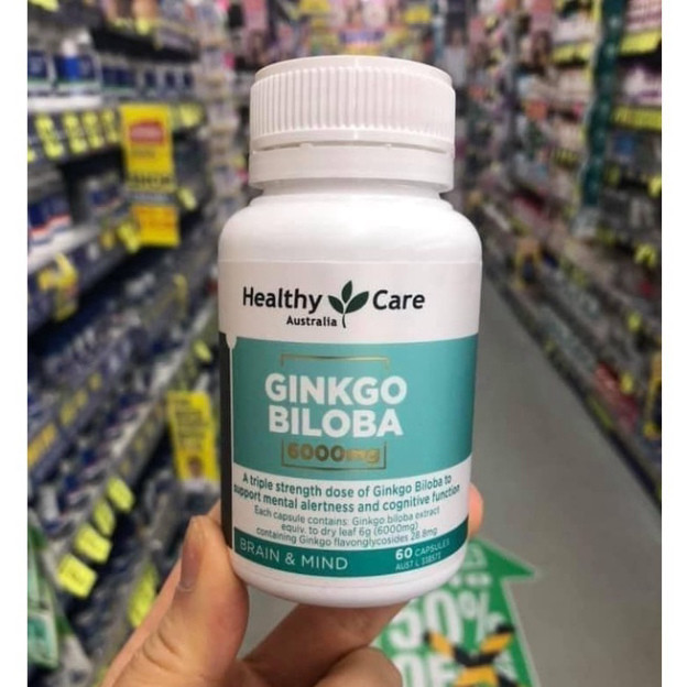 Viên uống Bổ não Ginkgo Biloba 6000mg HEALTHY CARE, 60 viên