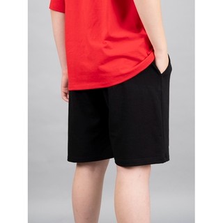 Quần short da cá đen in 2 sọc đỏ
