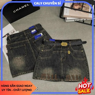   BIGSIZE 75KG  63355 Chân Váy Jean Nữ Dáng Ngắn 93CALY Cạp Cao Có Quần Trong chân váy bò lưng cao năng động CHUYÊN SỈ 