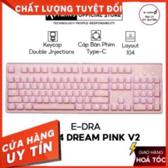 Bàn phím cơ E-Dra EK3104 Dream Pink  v2 (Bản 2022,E-DRA Switch) - Bảo hành 24 tháng chính hãng [Full Box] [SALE[ [SALE T