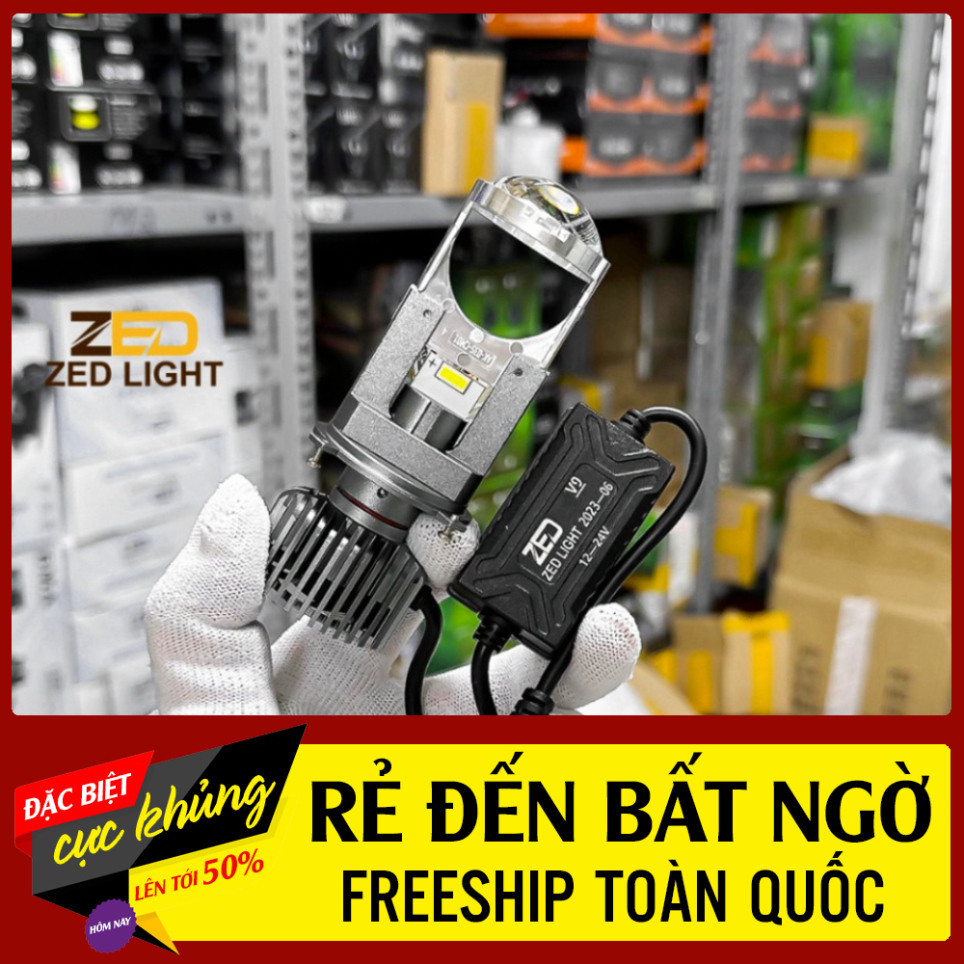 Đèn Pha Bi Cầu V9 Zed Light 60W chống lóa Lắp Zin Siêu Sáng Bảo hành 2 Năm