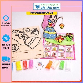 Đồ chơi tô màu tranh mút xốp gỗ slime cho bé - tô màu tranh bọt xốp kệ gỗ tô màu tranh