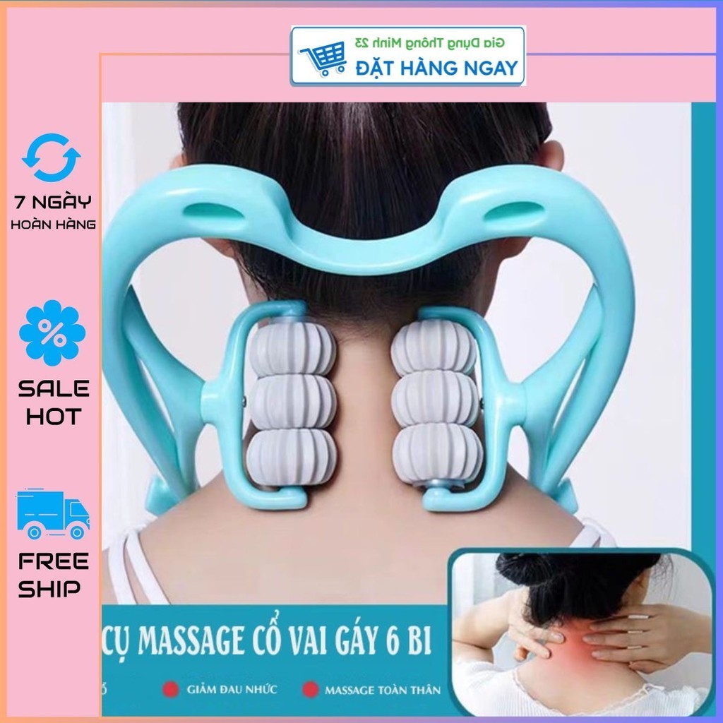 Dụng Cụ Massage Cổ Vai Gáy 6 Bi Cầm Tay Giúp Giảm Đau Tê Nhức Mỏi Hiệu Quả,Cây Massage Cột Sống Cổ Và Toàn Thân Cầm Tay