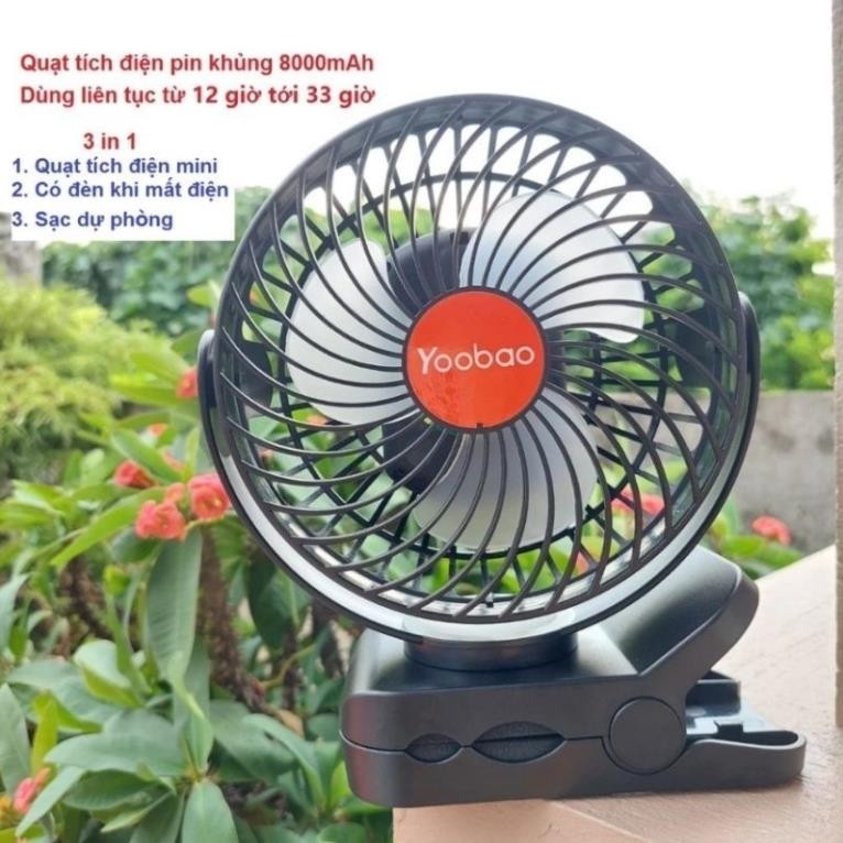  Quạt Yoobao F8 3 in 1 8000mah - Sạc Dự Phòng Đèn - Bảo hành chính hãng 12 tháng 