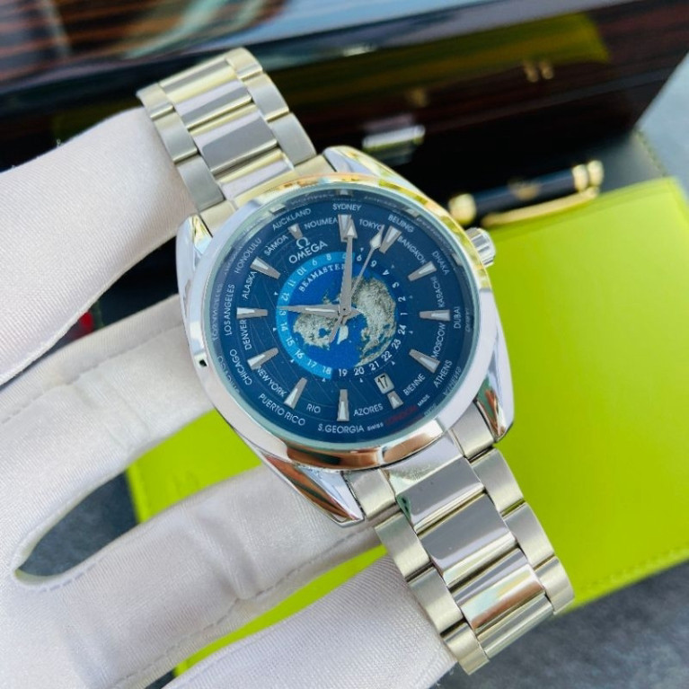 Đồng hồ Omega cơ/automatic dây thép đúc cao cấp, sang trọng