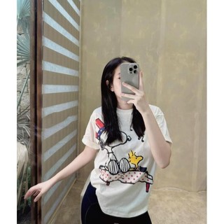 ÁO THUN DÀY DẶN UNI FORM BASIC DÁNG RỘNG GIẤU QUẦN IN HÌNH CHÓ SNOOY CHUE  HU