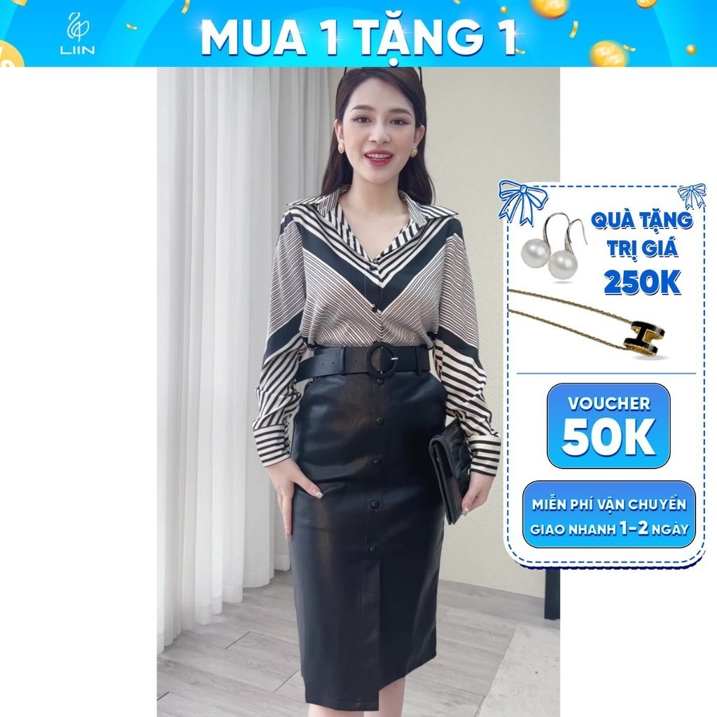 Áo sơ mi họa tiết V công sở Liin Clothing SM4861