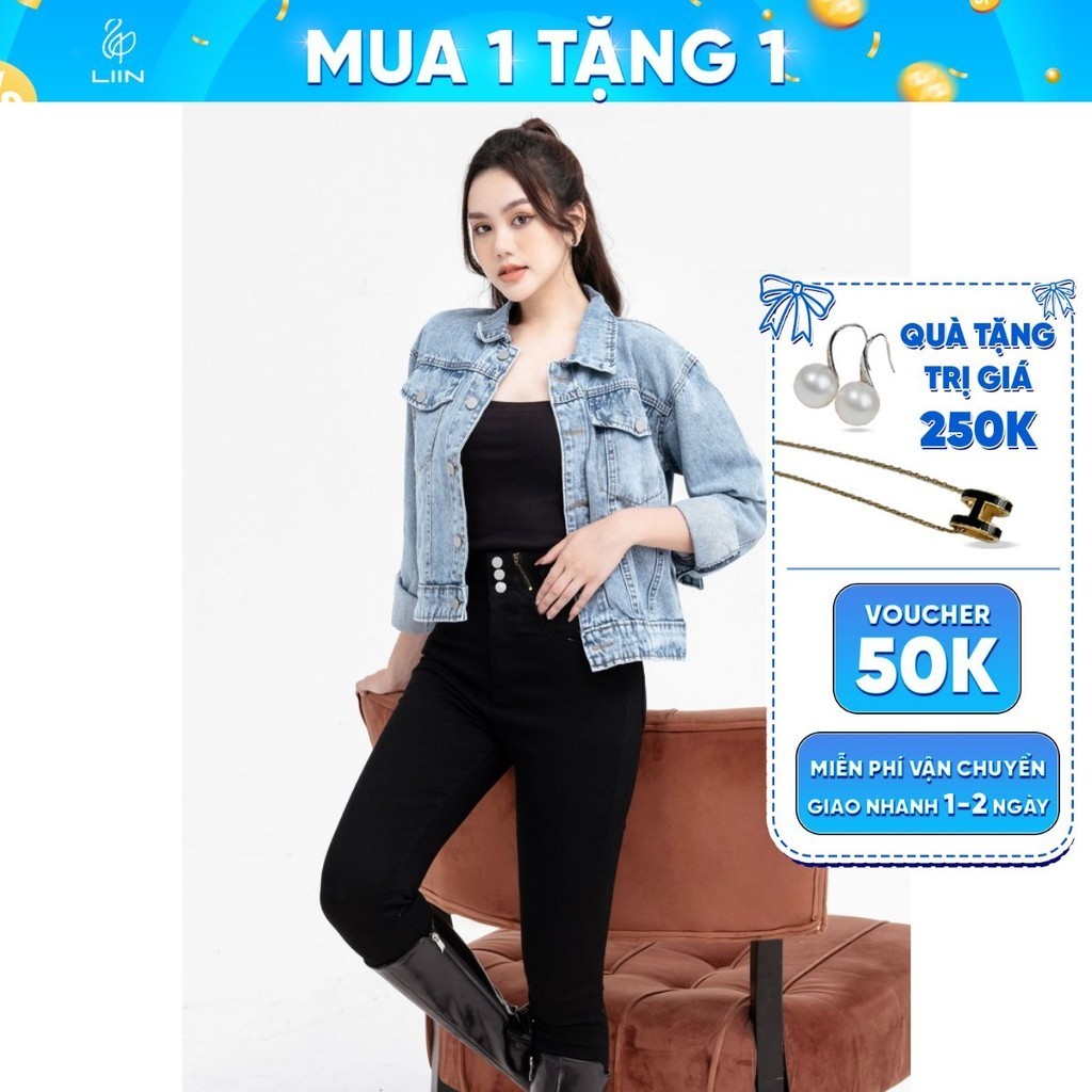 Áo khoác jean chữ năng động cá tính Liin Clothing V5521