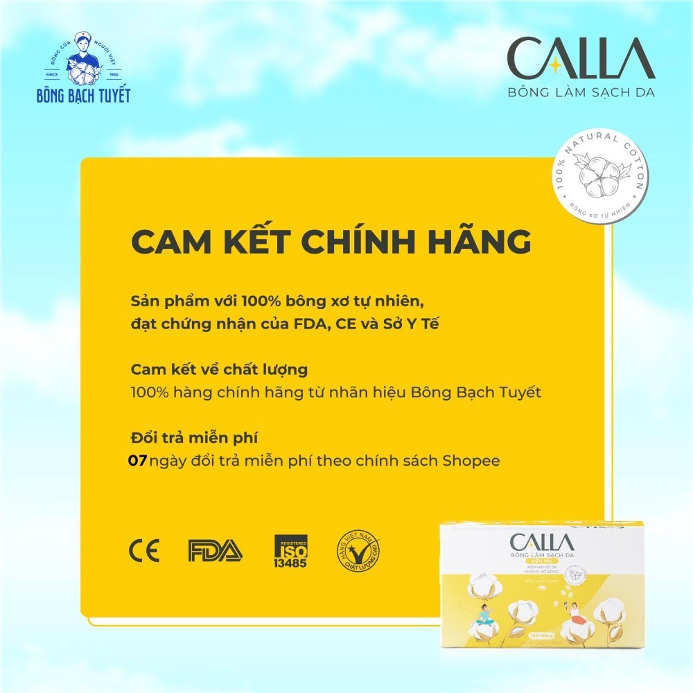 Combo 3 Hộp Bông tẩy trang làm sạch da Bông Bạch Tuyết Calla Mềm Mịn (180 miếng/hộp)