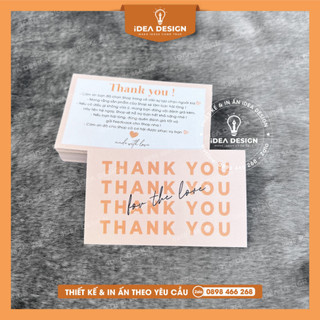 Card Cám Ơn Thank You, Thiệp Cảm Ơn - Size 9x5,4cm - Giấy Cán Màng Mờ Màu Hồng Dễ Thương