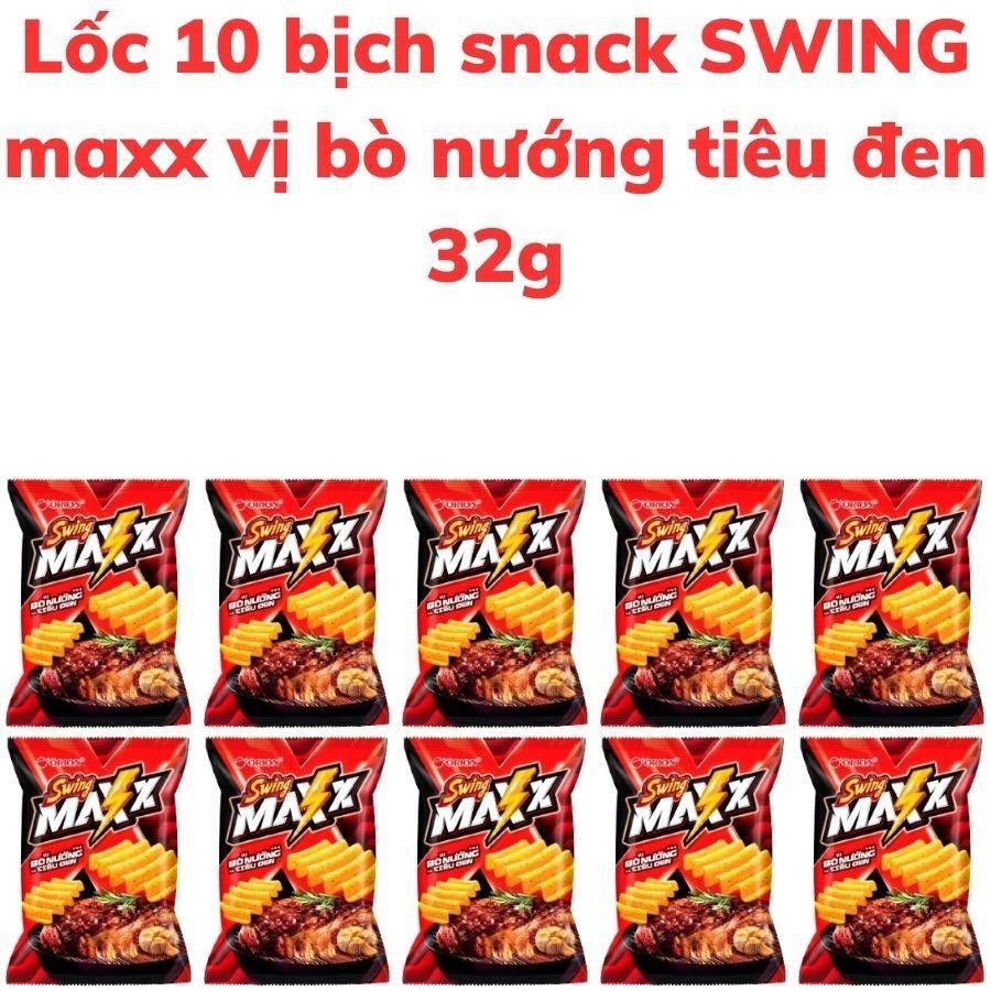 Bánh snack khoai tây SWING maxx vị bò nướng tiêu đen bịch 32g
