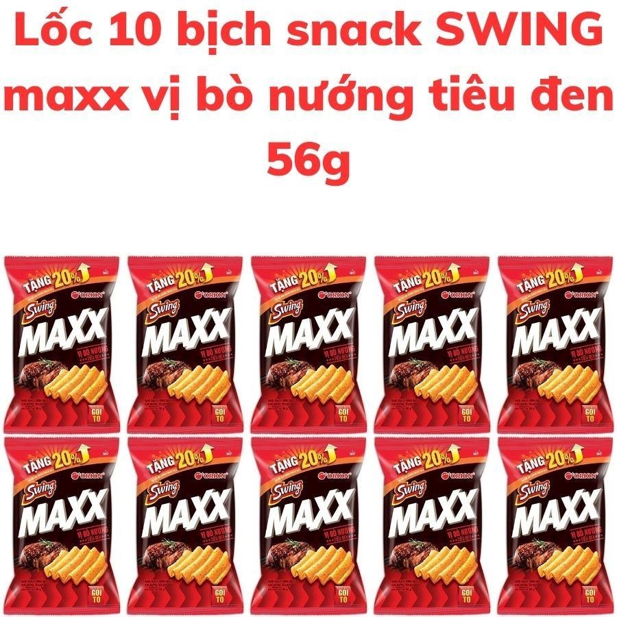Bánh snack khoai tây SWING maxx vị bò nướng tiêu đen bịch 56g