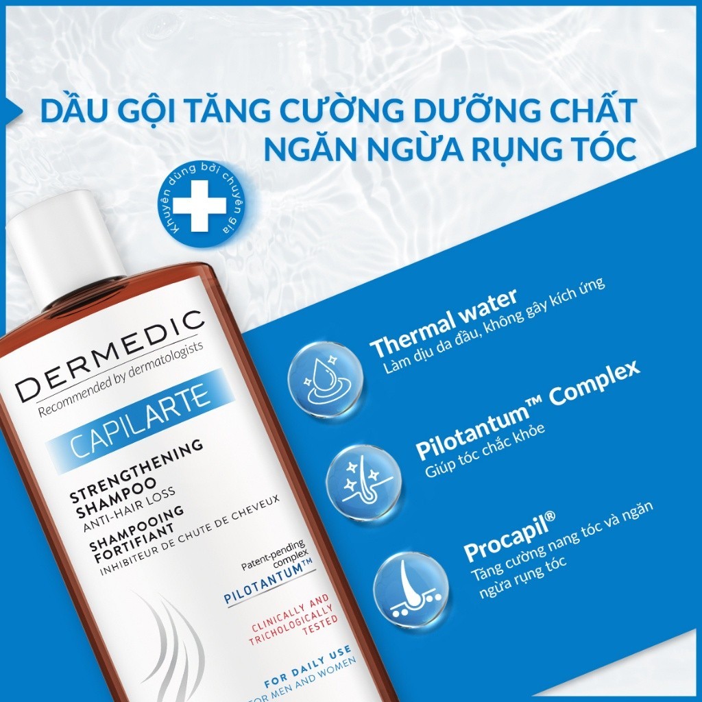 Dầu gội ngăn rụng tóc Dermedic Capilarte Strengthening Shampoo Anti Hair Loss 300ml