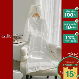 Váy nữ dáng A tay lửng phối ren đính cúc ngọc nữ tính CALIE VA328