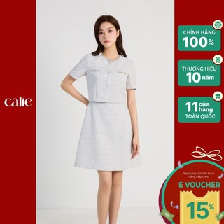  Váy Nữ dáng A cổ tròn giả sét đính đá CALIE Va385