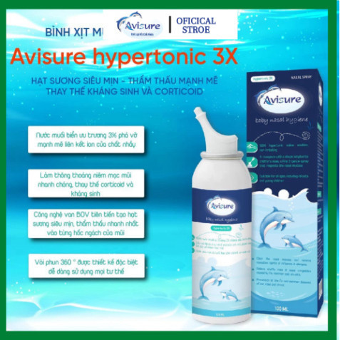 Xịt mũi ưu trương 3% cho bé Avisure Hyperyonic 3X xịt mũi hiệu quả nhanh, hạn chế dùng ks Date mới