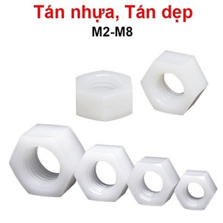 Đai ốc, tán dẹp, tán ecu m3 nhựa trắng ||