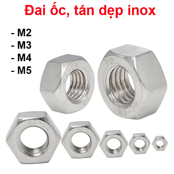 [Siêu sale] (20 Cái) Đai Ốc, Tán Dẹp, Tán Ecu M2-M6 inox 304