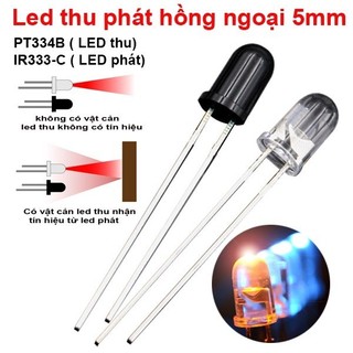 Led thu phát hồng ngoại 5mm, led thu pt334b, led phát ir333c ||