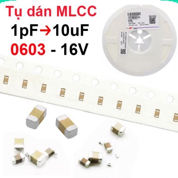 (Gói 50 con) tụ gốm, tụ dán đa lớp MLCC- size 0603- 16V  ||