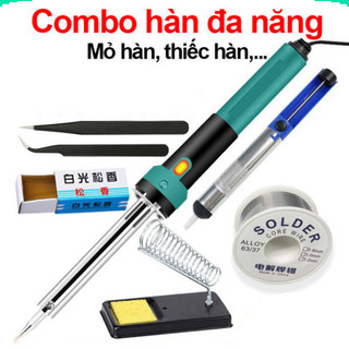 Bộ mỏ hàn thiếc 60W 220V, thiếc hàn, kệ hàn, nhựa thông