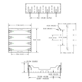 Đế pin, khay pin 18650 chân hàn PCB